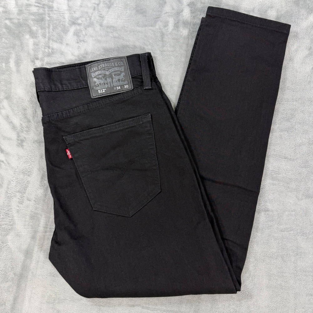 Levi's 512 Slim Taper Jeans Men's Size 34x30 Black Stretch Denim Pants